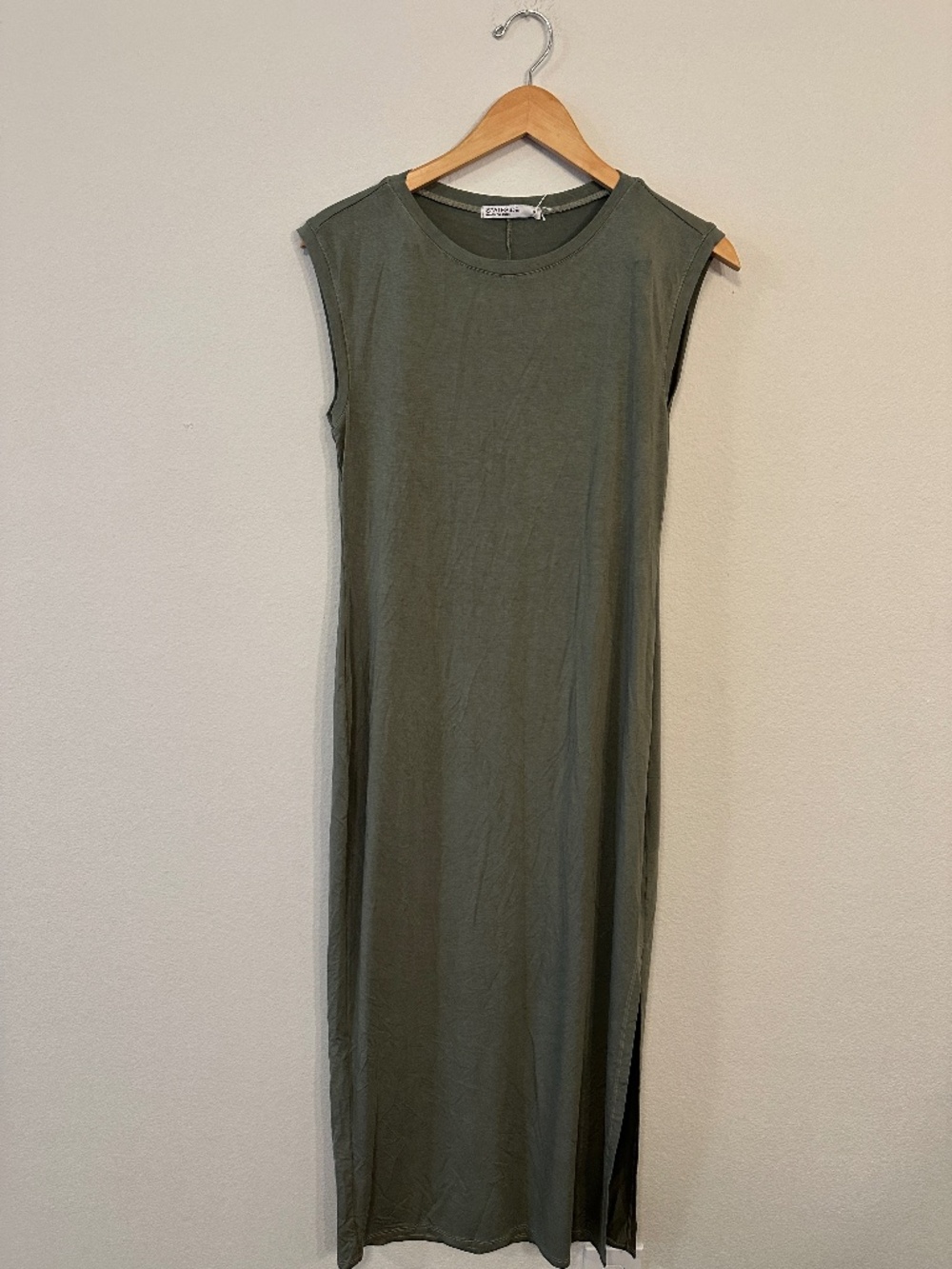 Stateside Olive 100% Cotton Side Slit Maxi Tank Dress Women’s Small NWOT